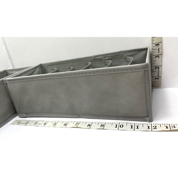 Foldable Drawer Organizers Set Of 3 W/ Mesh Dividers For Socks & Underwear Gray - Picture 3 of 6